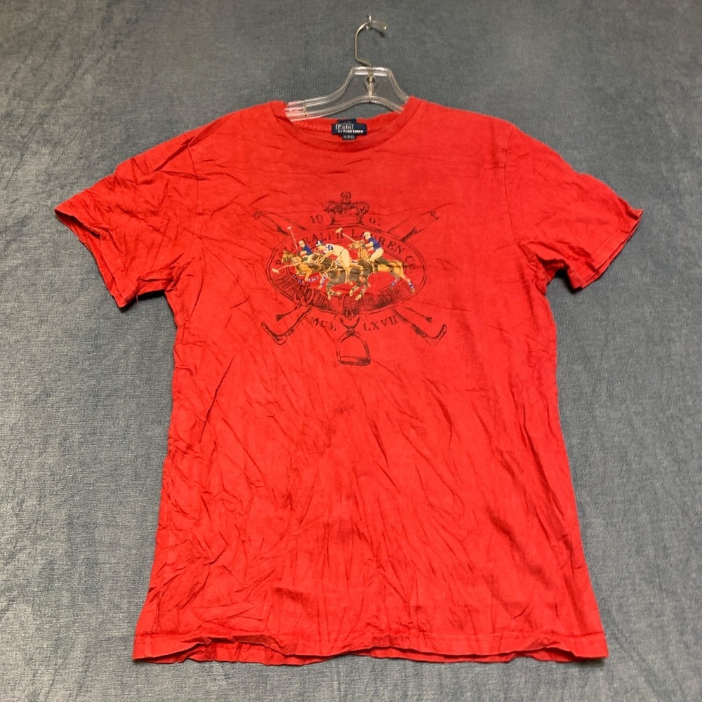 Polo By Ralph Lauren T Shirt Boys XL 18-20 Red Cotton Graphic Print Short Sleeve